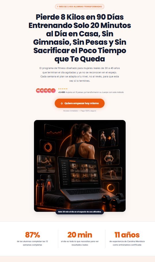 Página de ventas creada con la DIA