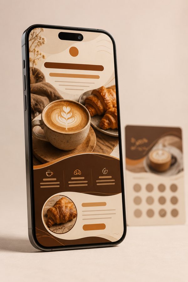 Arte de menú de cafetería para redes sociales creada con la DIA