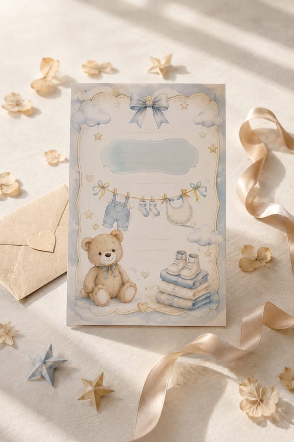 Invitación de baby shower personalizada creada con la DIA