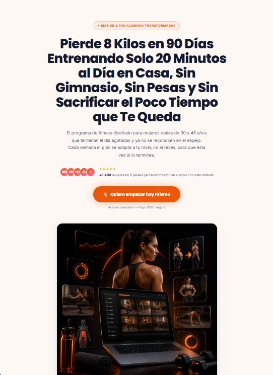 Página de ventas de un programa de adelgazamiento creada con la DIA
